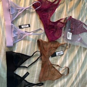 Blush Women's Lace Bralette Set - Black, Pink, Brown